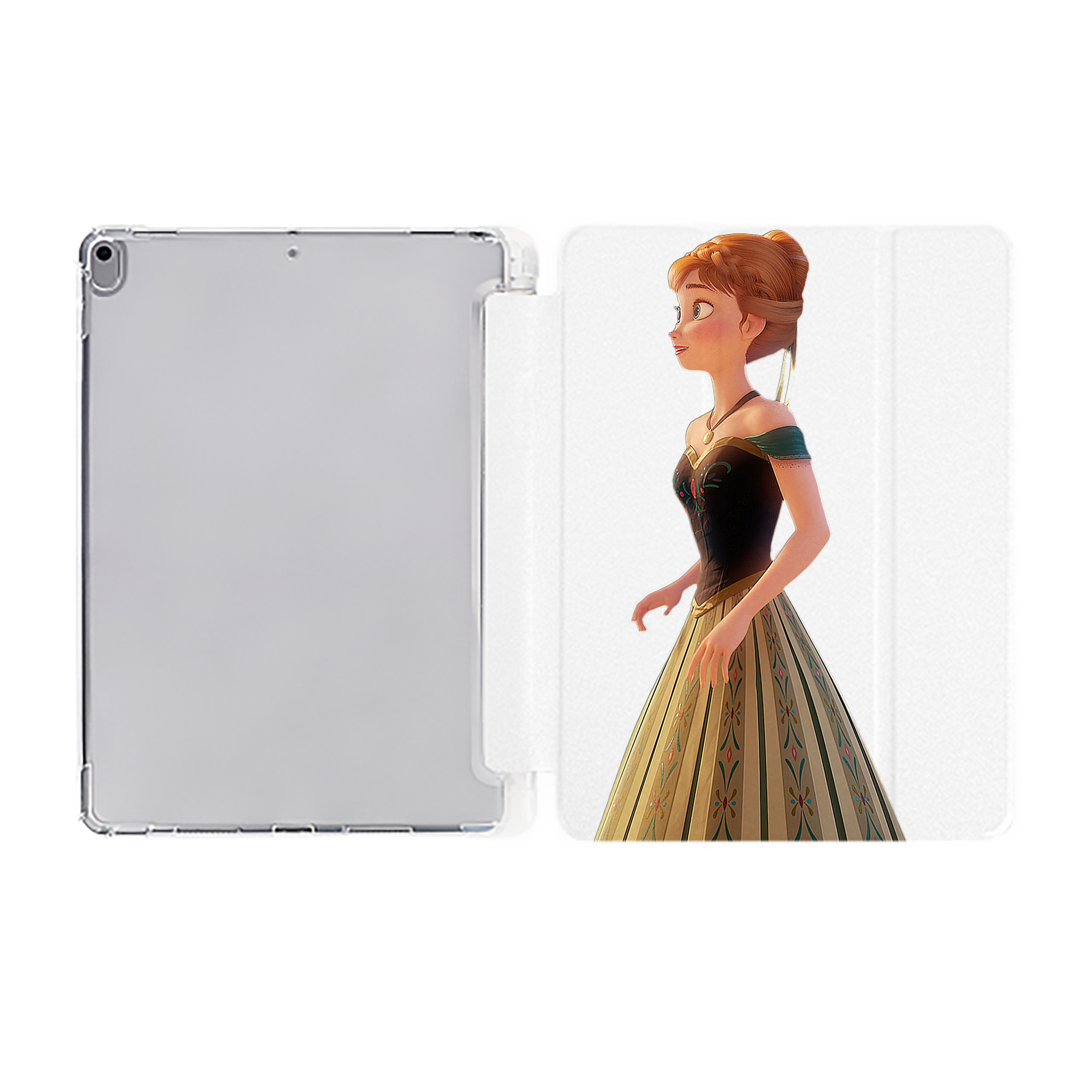 （画像用） アナと雪の女王 アンナ エルサ Frozen Anna Elsa IPad ケース ペン収納付き 三つ折りスタンド PUレザー×シリコン 対応機種9.5/10.5/10.9インチ